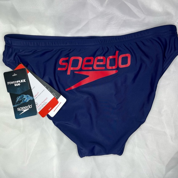 Speedo Swim Nwt 32 Speedo Navy With Red Mens Power Flex Swim Briefs